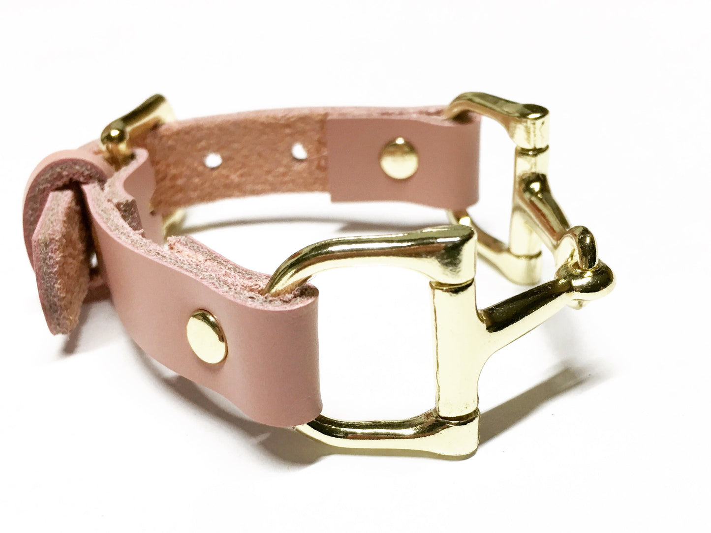 Soft Pink Leather Horse Bit Bracelet    | Ideana