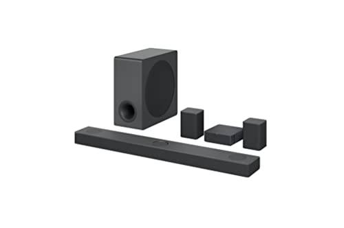 LG S80QR 5.1.3ch Sound bar with 4ch Rear Speakers, Bluetooth, Wi Fi,Center Up-Firing,Dolby Atmos DTS:X,Works with Airplay2, Spotify HiFi, Alexa, High-Res Audio, IMAX Enhanced,Synergy TV,Meridian,Black