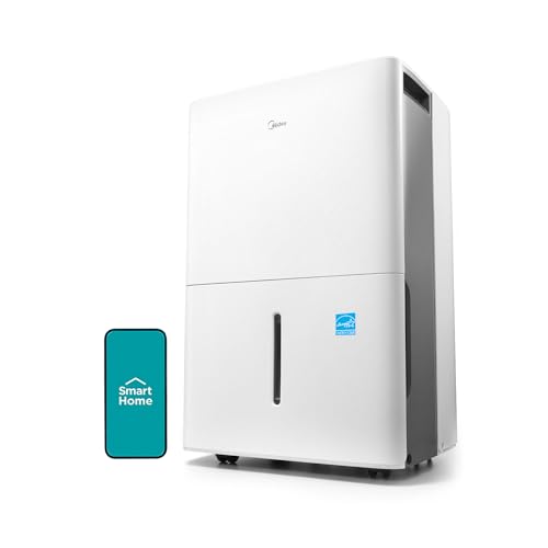 Midea 4,500 Sq. Ft. Energy Star Certified Dehumidifier With Pump Included 50 Pint - Ideal For Basements, Large & Medium Sized Rooms, And Bathrooms (White)