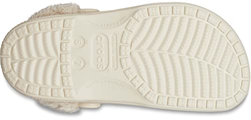 Crocs Unisex-Adult Baya Lined Fuzz Strap Clogs, Winter White, 7 US Men