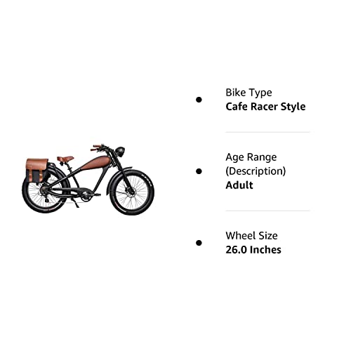 Adult Electric Bicycle 750W 26 inch Fat Tire Cafe Racer Beach Cruiser Bike (17.5Ah, Full Accessories)