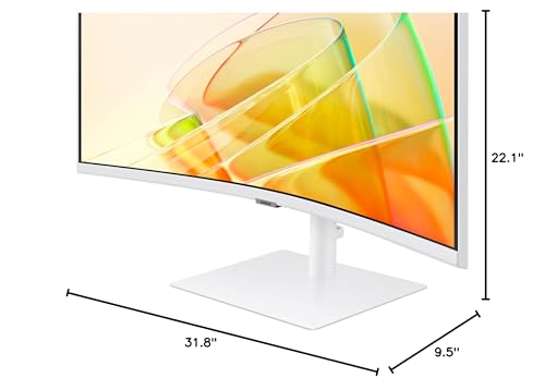 SAMSUNG 34-Inch ViewFinity S65TC Series Ultra-WQHD 1000R Curved Computer Monitor, HDR10, 100Hz, AMD FreeSync, Thunderbolt 4, Height Adjustable Stand, Built-in Speakers, Eye Care, LS34C650TANXGO, 2024