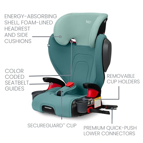 Britax Highpoint Backless Belt-Positioning Booster Seat, SafeWash Green Ombre