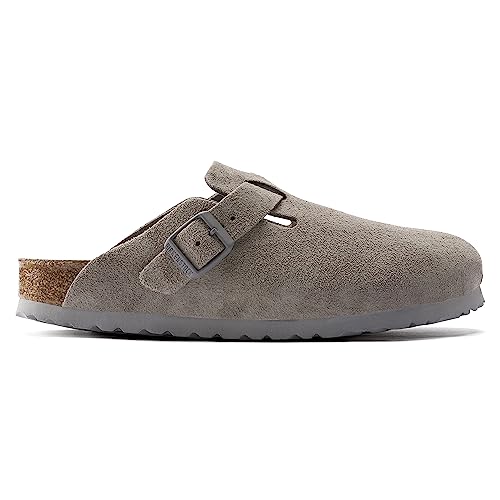 Birkenstock Women's Boston Soft Footbed Clogs, Stone Coin, Grey, 9-9.5 Narrow US