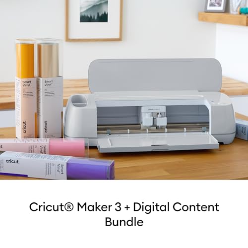 Cricut Maker 3 & Digital Content Library Bundle - Includes 30 images in Design Space App - Smart Cutting Machine, 2X Faster & 10X Cutting Force, Cuts 300+ Materials, Blue