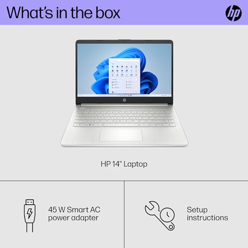 HP 14 inch Laptop, HD Display, 12th Generation Intel Core i3-1215U, 8 GB RAM, 256 GB SSD, Intel UHD Graphics, Windows 11 Home in S mode, 14-dq5009nr (2024)