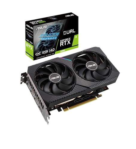 ASUS Dual NVIDIA GeForce RTX 3060 V2 OC Edition 12GB GDDR6 Gaming Graphics Card (PCIe 4.0, 12GB GDDR6 Memory, HDMI 2.1, DisplayPort 1.4a, 2-Slot, Axial-tech Fan Design, 0dB Technology)