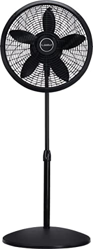 Lasko Oscillating Pedestal Fan, Adjustable Height, 3 Speeds, for Bedroom, Living Room, Home Office and College Dorm Room, 18", Black, 1827