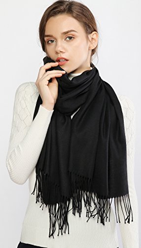 RIIQIICHY Scarfs for Women Winter Black Pashmina Shawls and Wraps for Evening Dresses Warm Large Scarves Wedding Shawl