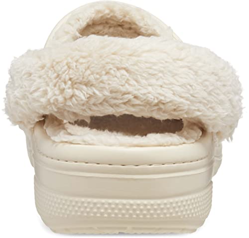 Crocs Unisex-Adult Baya Lined Fuzz Strap Clogs, Winter White, 7 US Men