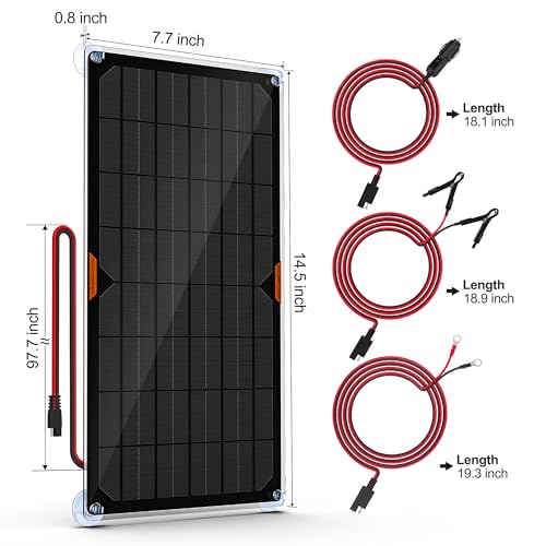 OYMSAE 10W 12V Solar Panel Car Battery Charger Portable Waterproof Power Trickle Battery Charger & Maintainer for Car Boat Automotive RV with Cigarette Lighter Plug & Alligator Clip