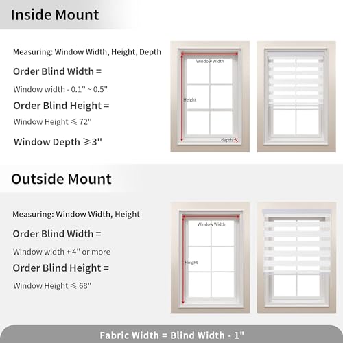 GENIMO Zebra Blinds for Windows, Dual Layer Roller Window Shades, Sheer Window Treatments Privacy Light Control for Day and Night, Mini Blinds for Home, Office, Easy to Install, White, 28" W X 72" H