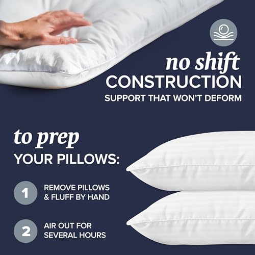 Beckham Hotel Collection Bed Pillows Standard / Queen Size Set of 2 - Down Alternative Bedding Gel Cooling Pillow for Back, Stomach or Side Sleepers