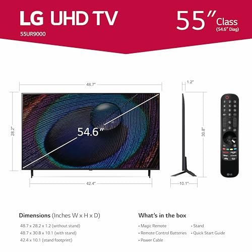 LG 55-Inch Class UR9000 Series Alexa Built-in 4K Smart TV (3840 x 2160),Bluetooth, Wi-Fi, USB, Ethernet, HDMI 60Hz Refresh Rate, AI-Powered 4K