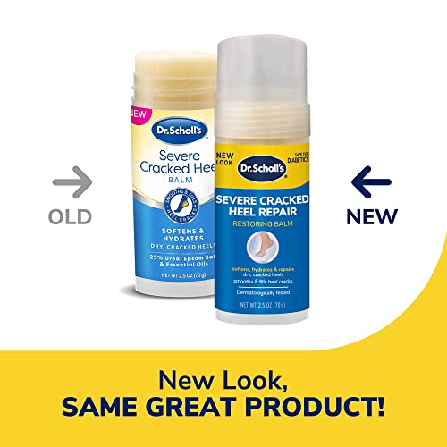 Dr. Scholl's Severe Cracked Heel Repair Restoring Balm 2.5oz, with 25% Urea for Dry, Cracked Feet, Heals and Moisturizes for Healthy Feet