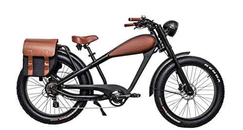 Adult Electric Bicycle 750W 26 inch Fat Tire Cafe Racer Beach Cruiser Bike (17.5Ah, Full Accessories)