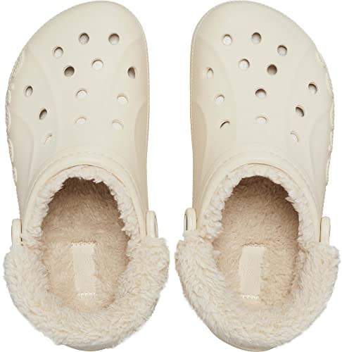 Crocs Unisex-Adult Baya Lined Fuzz Strap Clogs, Winter White, 7 US Men