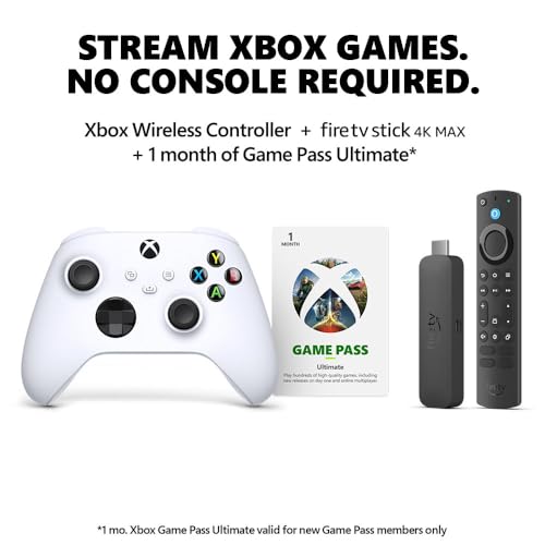 Xbox Amazon Fire TV Stick 4K Max with Robot White Core Wireless Controller Bundle + Free Month of Game Pass for New Members