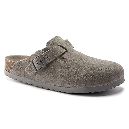 Birkenstock Women's Boston Soft Footbed Clogs, Stone Coin, Grey, 9-9.5 Narrow US