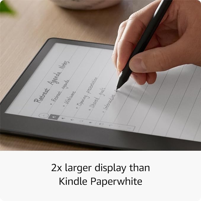 Kindle Scribe Essentials Bundle including Kindle Scribe (32 GB), Premium Pen, Leather Folio Cover with Magnetic Attach - Black, and Power Adapter