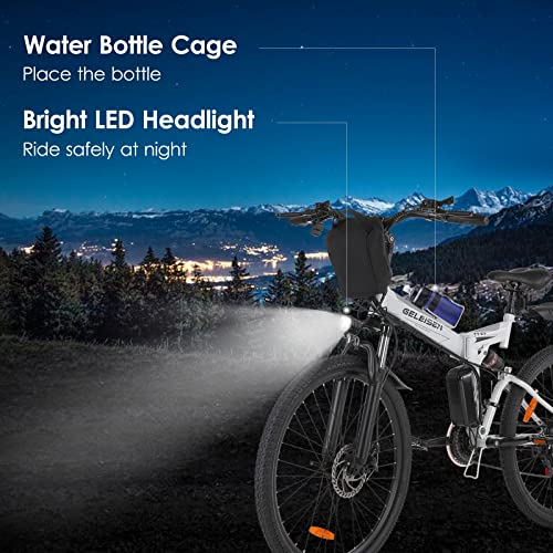 GELEISEN Electric Bike for Adults, Folding Electric Mountain Bike 26" Adults Ebike with 350W Motor & Removable 36V 10Ah Battery,20MPH Electric Bicycle with 21 Speed,Double Shock Absorption