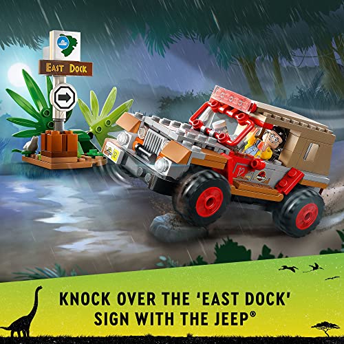 LEGO Jurassic Park Dilophosaurus Ambush 76958 Building Toy Set for Jurassic Park 30th Anniversary, Dinosaur Toy with Dino Figure and Jeep Car Toy; Gift Idea for Grandchildren and Kids Ages 6 and Up