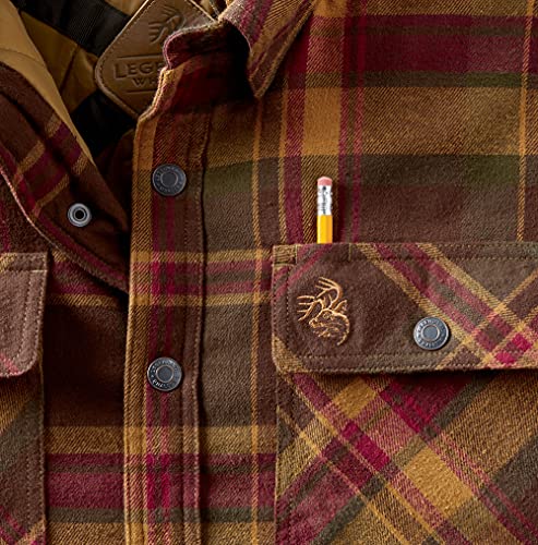 Legendary Whitetails Men's Standard Concealed Carry Hooded Shirt Jacket, Maplewood Plaid, Large