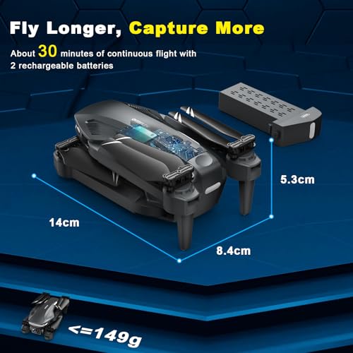 Drone with Camera for Adults, 1080P FPV Drones for kids Beginners with Upgrade Altitude Hold, Voice Control, Gestures Selfie, 90° Adjustable Lens, 3D Flips, 2 Batteries