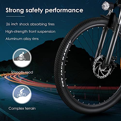 GELEISEN Electric Bike for Adults, Folding Electric Mountain Bike 26" Adults Ebike with 350W Motor & Removable 36V 10Ah Battery,20MPH Electric Bicycle with 21 Speed,Double Shock Absorption