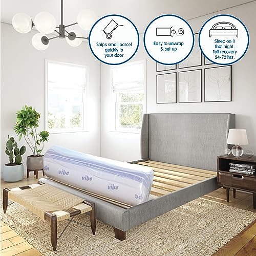 Vibe Gel Memory Foam Mattress, 12-Inch CertiPUR-US Certified Bed-in-a-Box, Queen, White