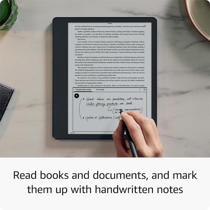 Kindle Scribe Essentials Bundle including Kindle Scribe (32 GB), Premium Pen, Leather Folio Cover with Magnetic Attach - Black, and Power Adapter