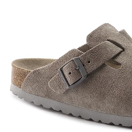 Birkenstock Women's Boston Soft Footbed Clogs, Stone Coin, Grey, 9-9.5 Narrow US