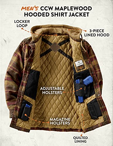 Legendary Whitetails Men's Standard Concealed Carry Hooded Shirt Jacket, Maplewood Plaid, Large