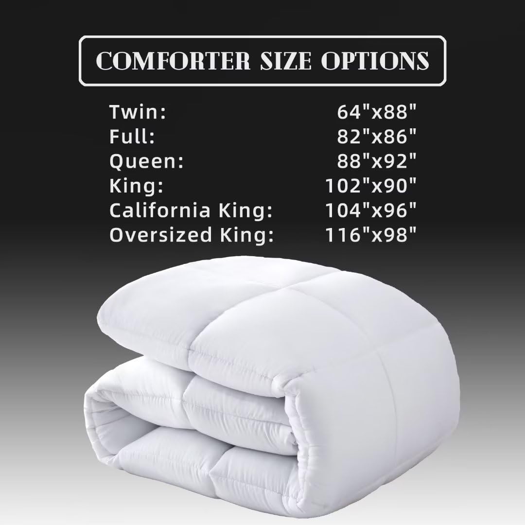 DOWNCOOL Comforters Queen Size, Duvet Insert, White All Season Duvet, Lightweight Quilt, Down Alternative Hotel Comforter with Corner Tabs (White, Queen 88x92 Inches)