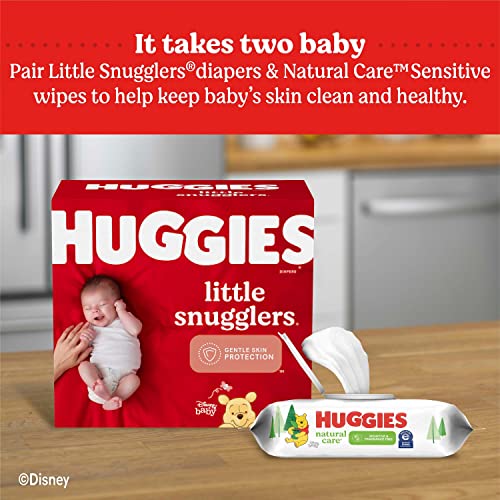 Huggies Natural Care Sensitive Baby Wipes, Unscented, Hypoallergenic, 99% Purified Water, 12 Flip-Top Packs (768 Wipes Total), Packaging May Vary