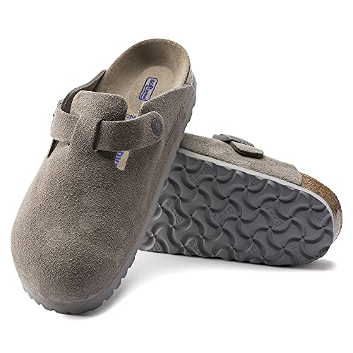 Birkenstock Women's Boston Soft Footbed Clogs, Stone Coin, Grey, 9-9.5 Narrow US