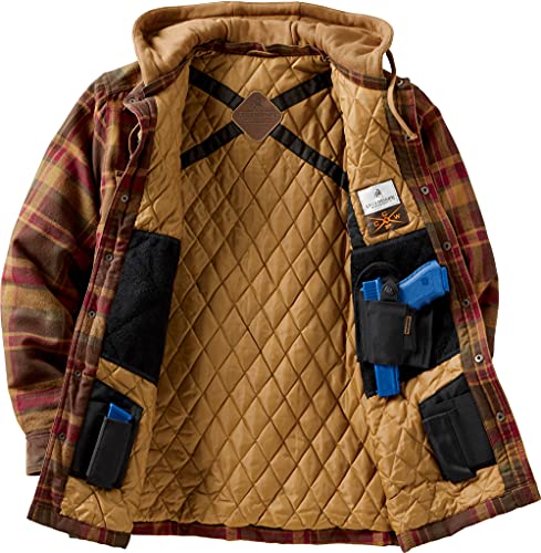 Legendary Whitetails Men's Standard Concealed Carry Hooded Shirt Jacket, Maplewood Plaid, Large