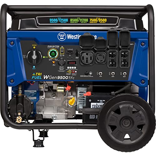 Westinghouse Outdoor Power Equipment 12500 Peak Watt Tri-Fuel Home Backup Portable Generator, Remote Electric Start, Transfer Switch Ready, Gas, Propane, and Natural Gas Powered