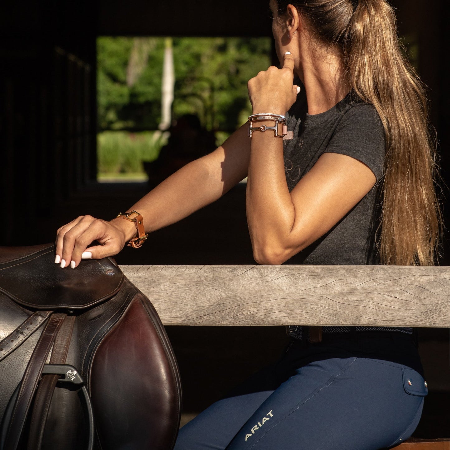 Soft Pink Leather Horse Bit Bracelet    | Ideana