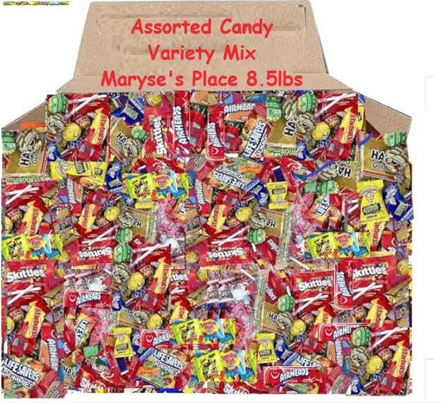 ASSORTED VARIETY BULK CANDY MIX, 8.5 LB of Assorted Individually Wrapped, Snack Size Candy Mix, Skittles, Starburst, Haribo, Jolly Ranchers and More for Pinata Filler, Kids Parties and Office Candy