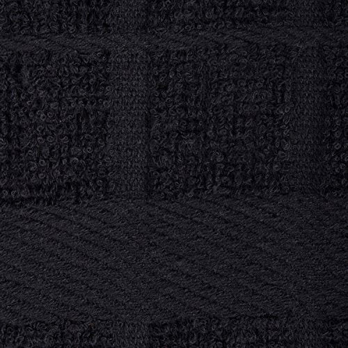 DII Basic Terry Collection Solid Windowpane Dishcloth Set, 12x12, Black, 6 Piece