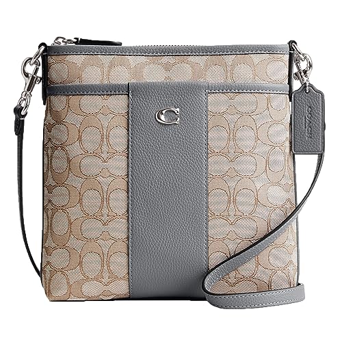 Coach Box Program Signature Jacquard Kitt, Stone/Grey Blue, One Size