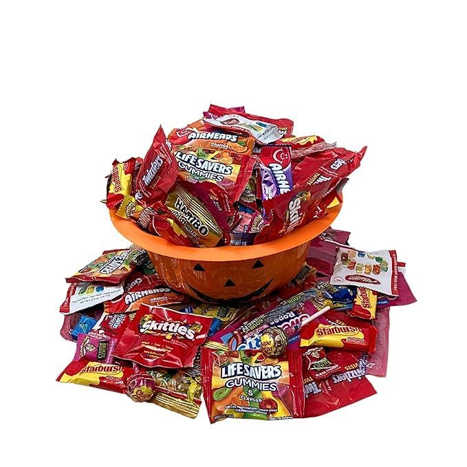 ASSORTED VARIETY BULK CANDY MIX, 8.5 LB of Assorted Individually Wrapped, Snack Size Candy Mix, Skittles, Starburst, Haribo, Jolly Ranchers and More for Pinata Filler, Kids Parties and Office Candy