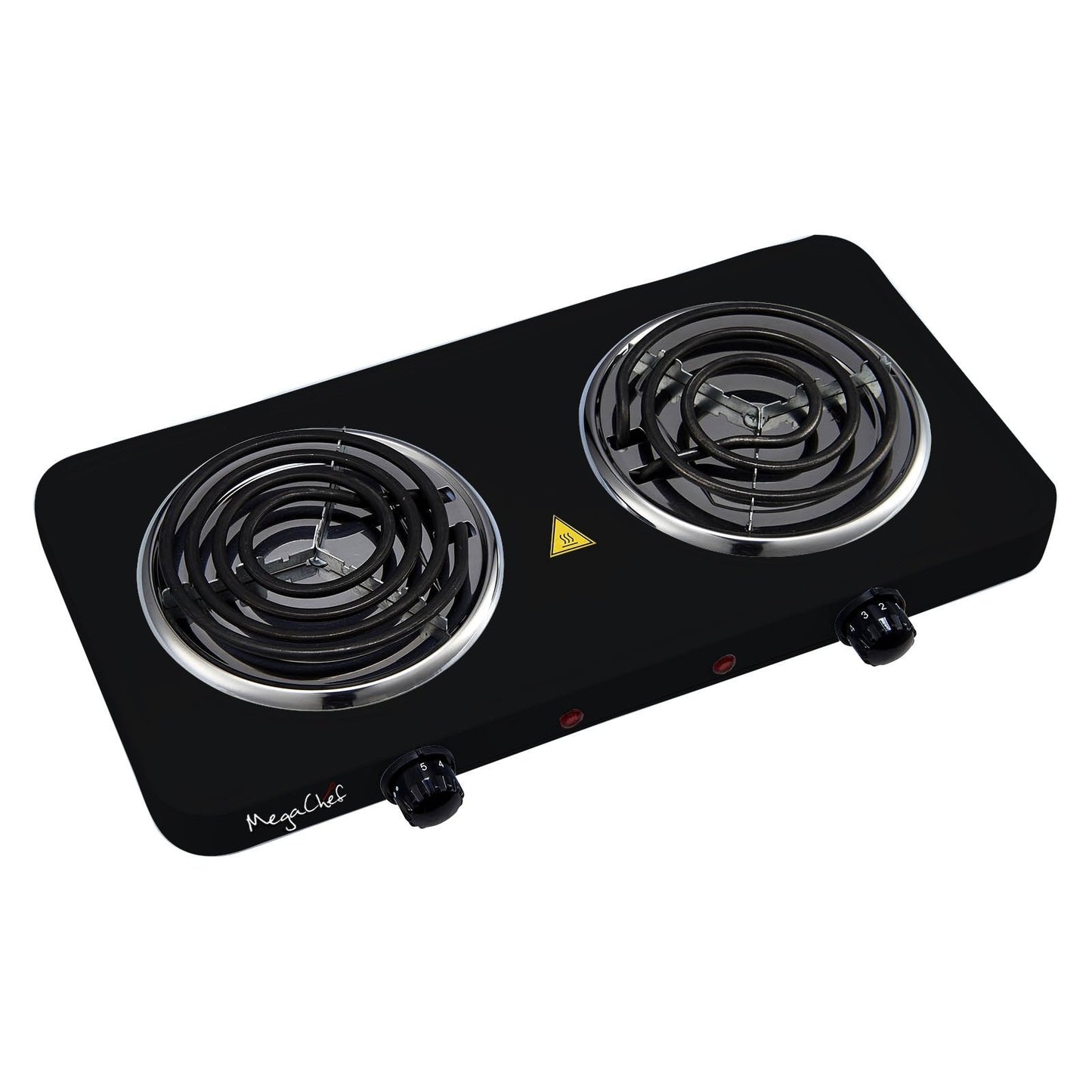 MegaChef Electric Easily Portable Ultra Lightweight Dual Coil Burner Cooktop Buffet Range in Matte Black