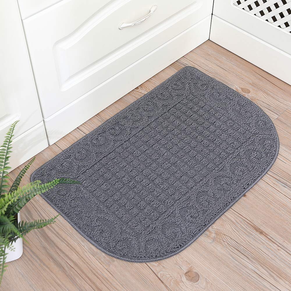 COSY HOMEER 27X18 Inch Anti Fatigue Kitchen Rug Mats are Made of 100% Polypropylene Half Round Rug Cushion Specialized in Anti Slippery and Machine Washable (Grey 1pc)