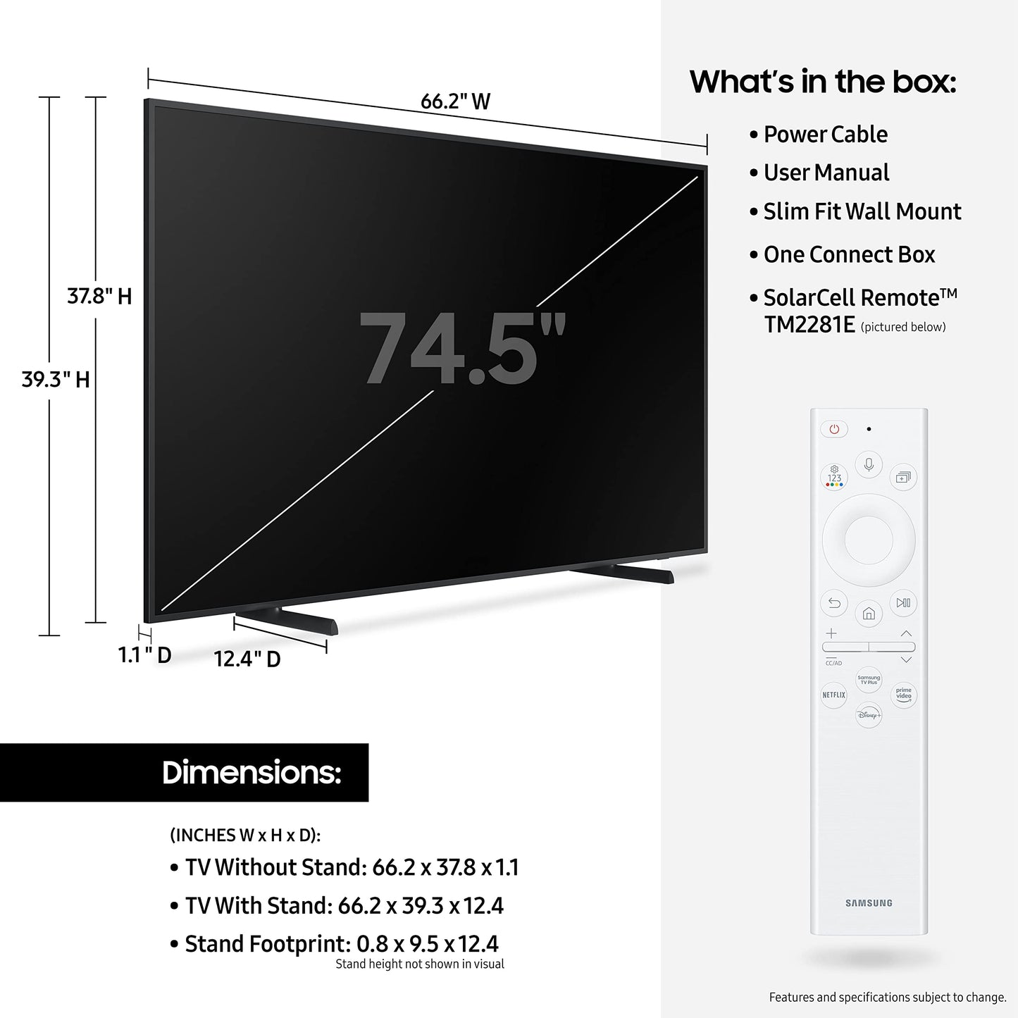 SAMSUNG 75-Inch Class QLED 4K The Frame LS03B Series, Quantum HDR, Art Mode, Anti-Reflection Matte Display, Slim Fit Wall Mount Included, Smart TV w/ Alexa Built-In (QN75LS03BAFXZA)