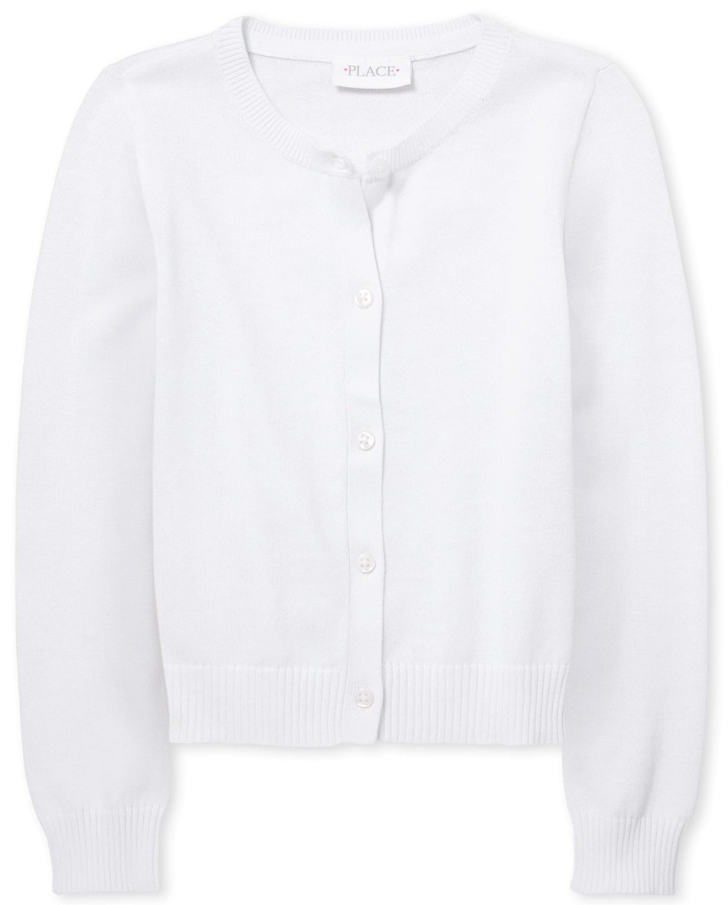 The Children's Place girls School Uniform Cardigan Sweater, White, Medium US