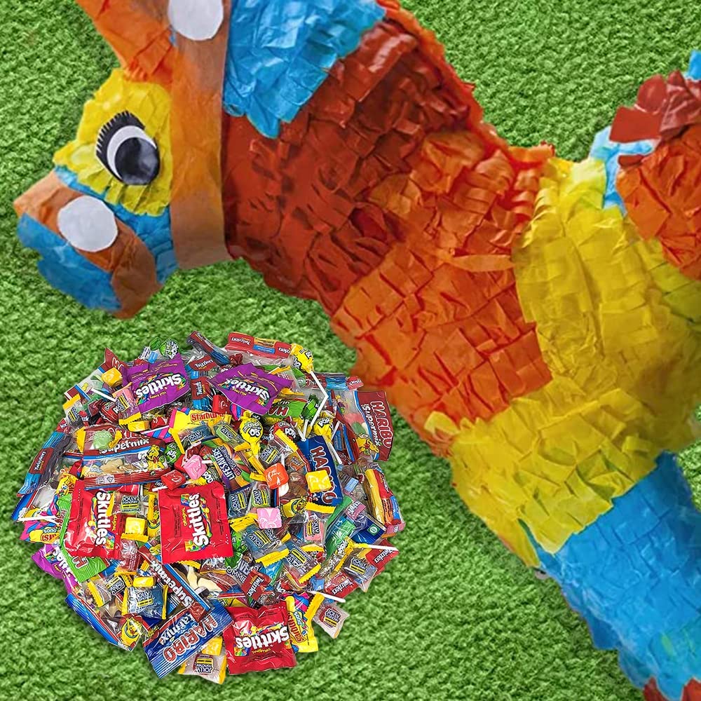 ASSORTED VARIETY BULK CANDY MIX, 8.5 LB of Assorted Individually Wrapped, Snack Size Candy Mix, Skittles, Starburst, Haribo, Jolly Ranchers and More for Pinata Filler, Kids Parties and Office Candy