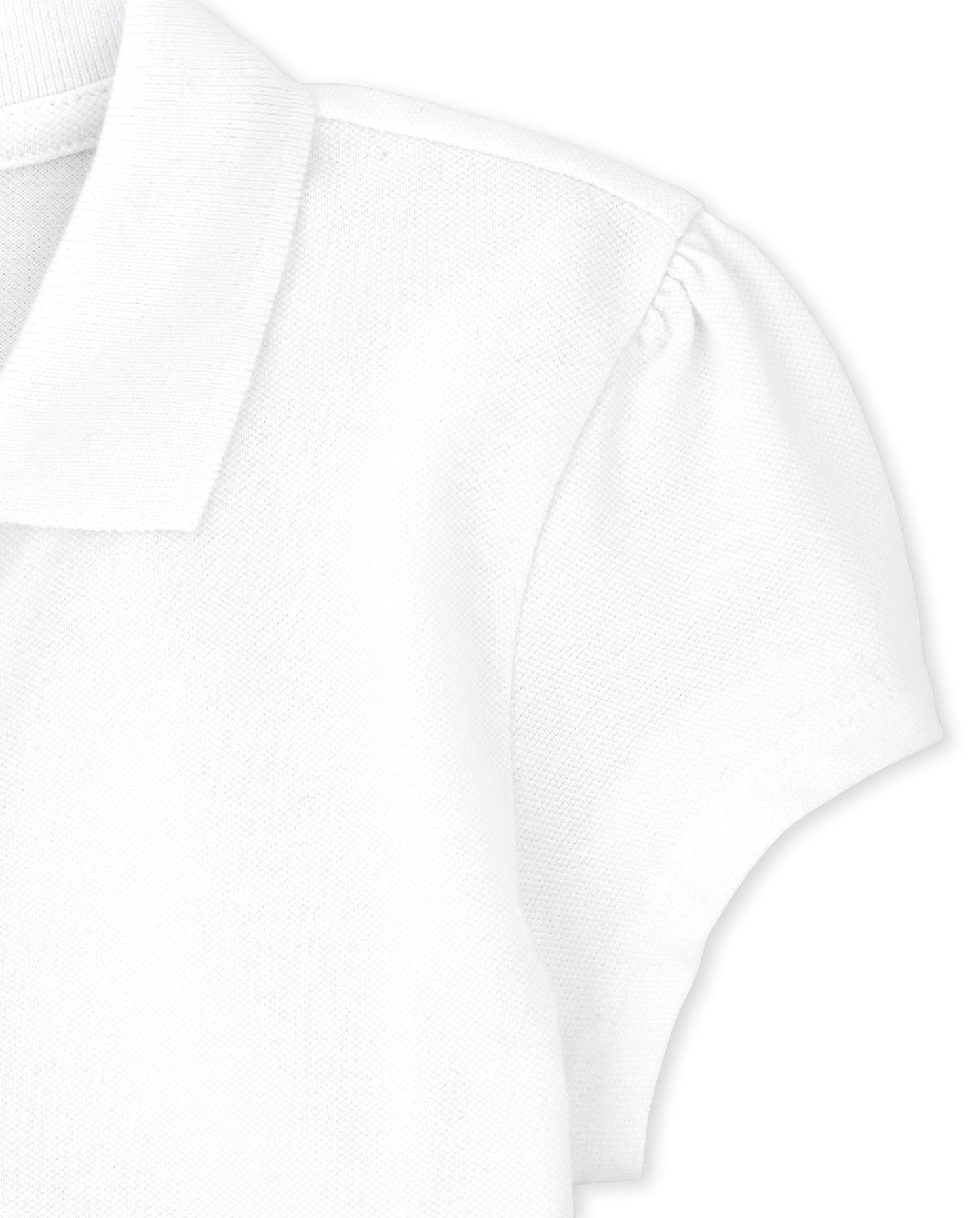 The Children's Place girls Short Sleeve Ruffle Pique School Uniform Polo Shirt, White, Medium US