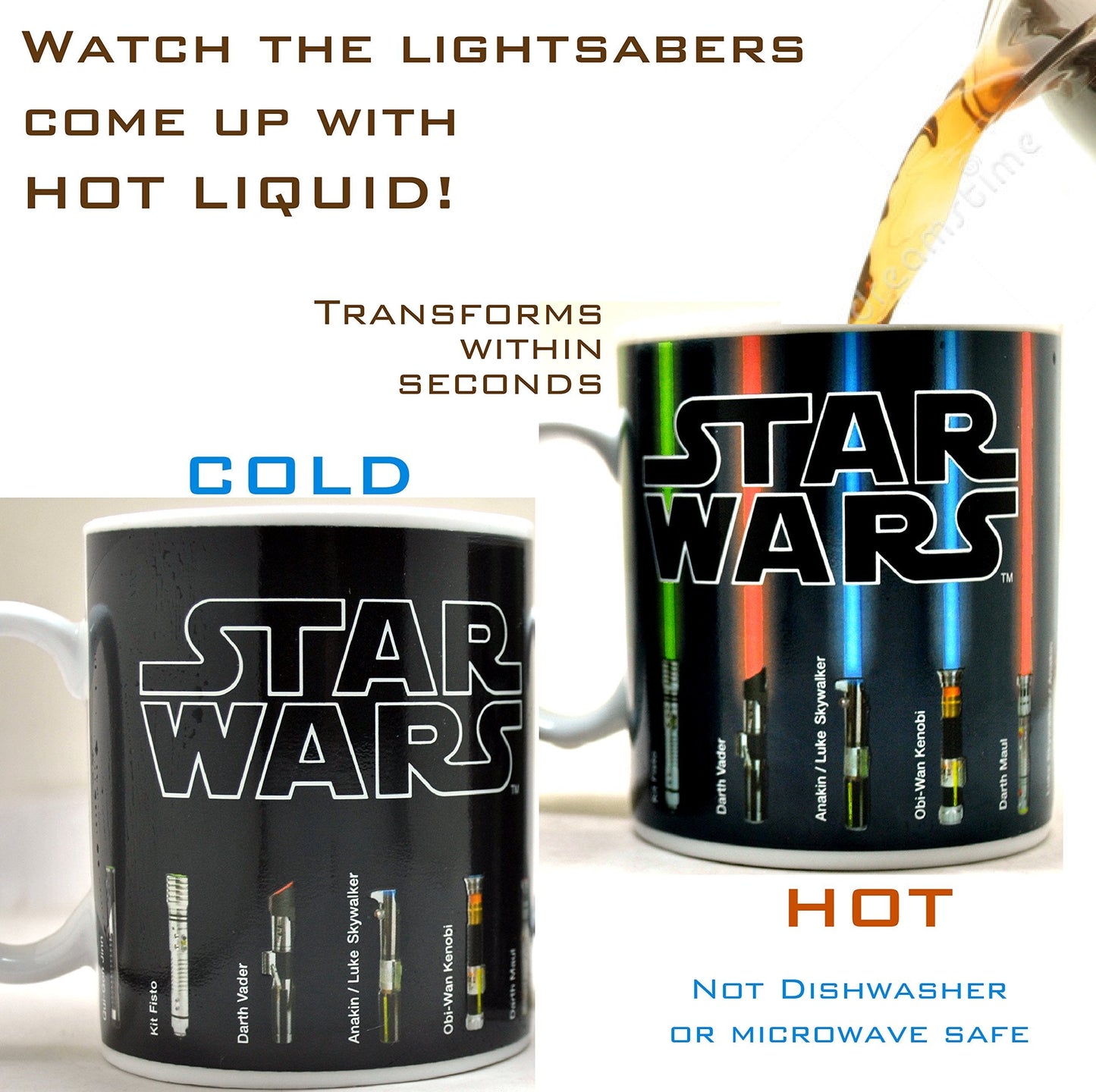 Benair USA Star Wars Mug, Lightsabers Appear With Heat (12 oz) - Fragile